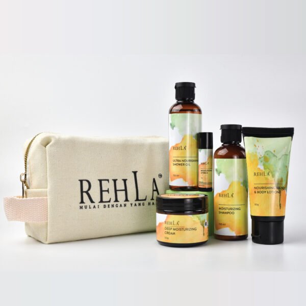 REHLA Essential Body Care Kit for Hajj & Umrah – Halal, Ihram Friendly - Complete Body and Hair Care with Melaleuca Cajuputi & Bromelain