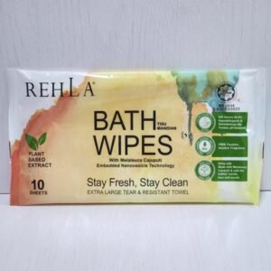 REHLA Halal Water-Based Bath Wipes – Alcohol Free, Hypoallergenic, Enriched with Melaleuca Cajuputi & Vitamin E – Perfect for Hajj, Umrah & Sensitive Skin