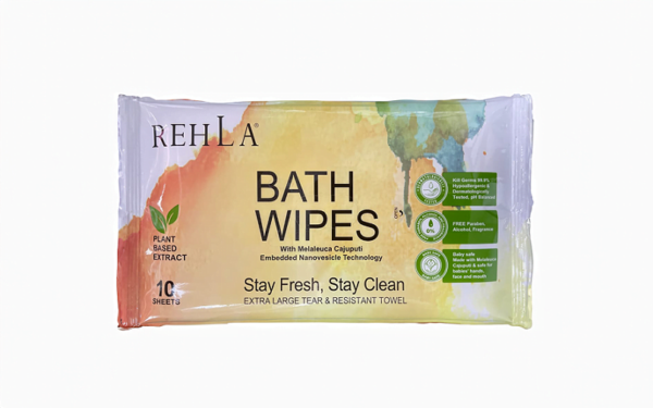 REHLA Halal Water-Based Bath Wipes – Alcohol Free, Hypoallergenic, Enriched with Melaleuca Cajuputi & Vitamin E – Perfect for Hajj, Umrah & Sensitive Skin - Image 2